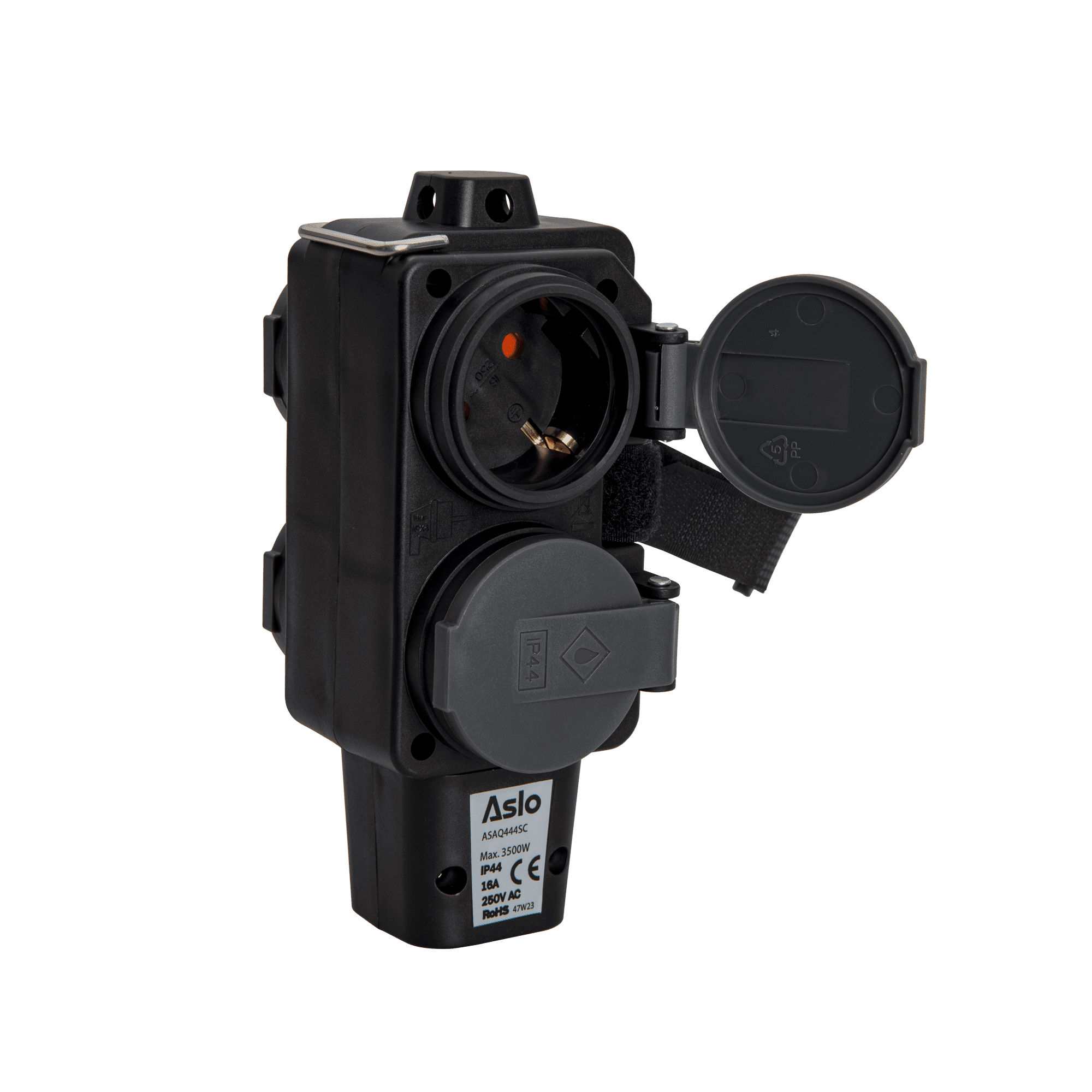 ADAPTADOR DE 4 TOMADAS COM PENDURADOR 4 X 2P + T | IP44