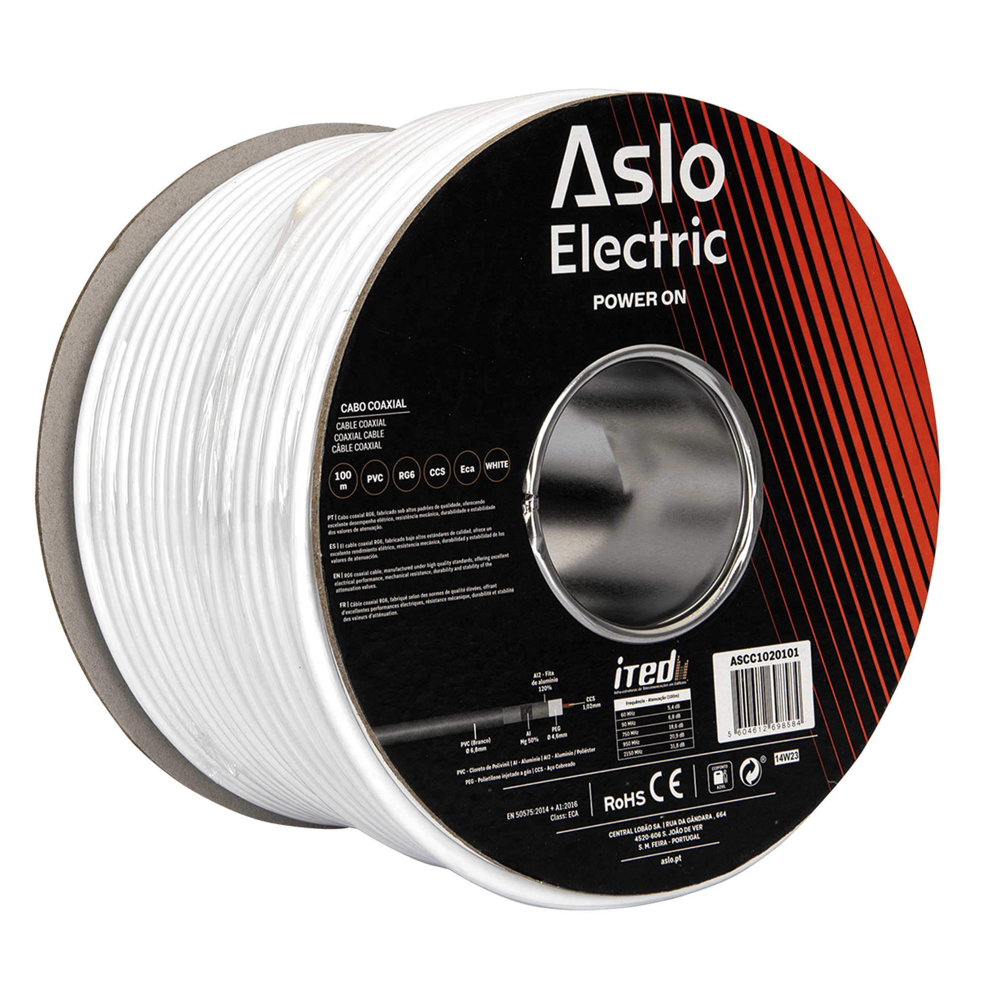 CABO RG6 COAXIAL CCS PVC 750 O - BOBINA 100M