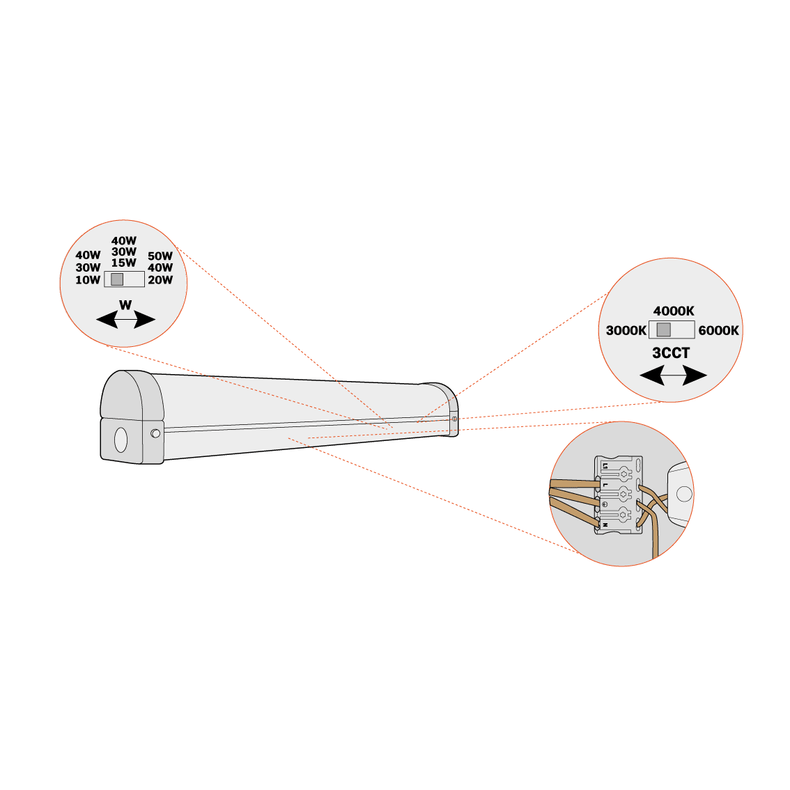 ARMADURA LED 3-CCT POTÊNCIA AJUSTÁVEL                                                                                   