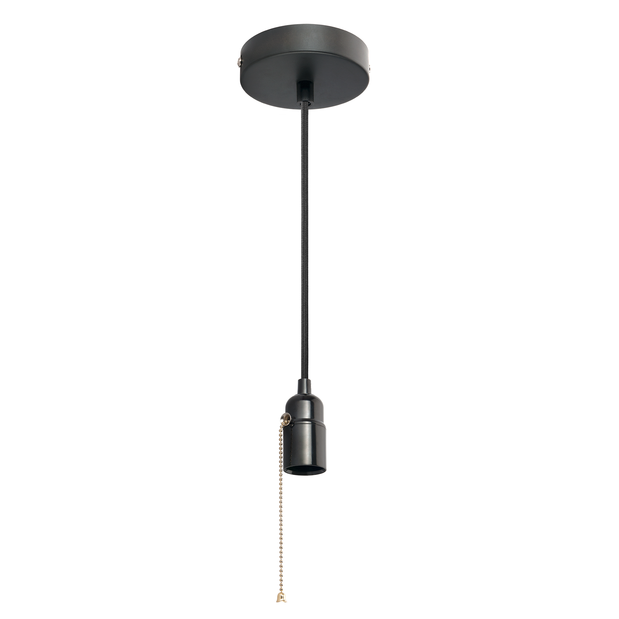 SUSPENSÃO METÁLICA COM SUPORTE COM INTERRUPTOR COM CORDÃO E27 PRETO